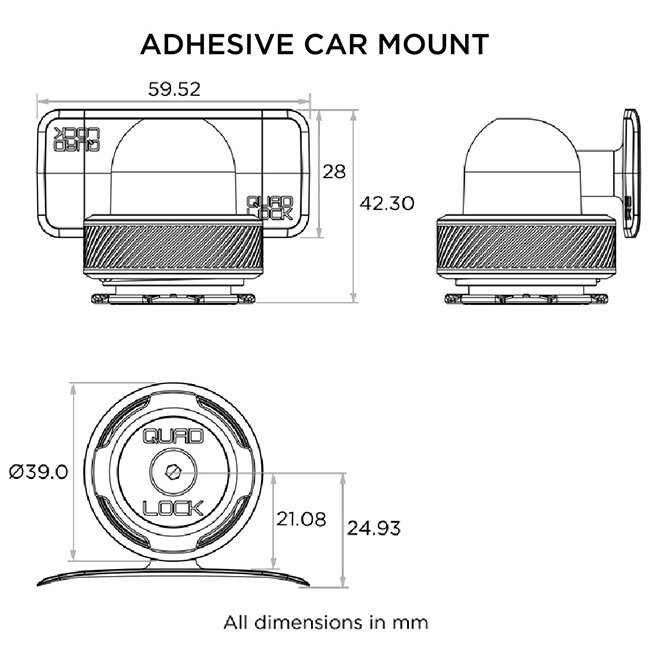  Quad Lock Adhesive Dash/Console Car Mount : Cell Phones &  Accessories